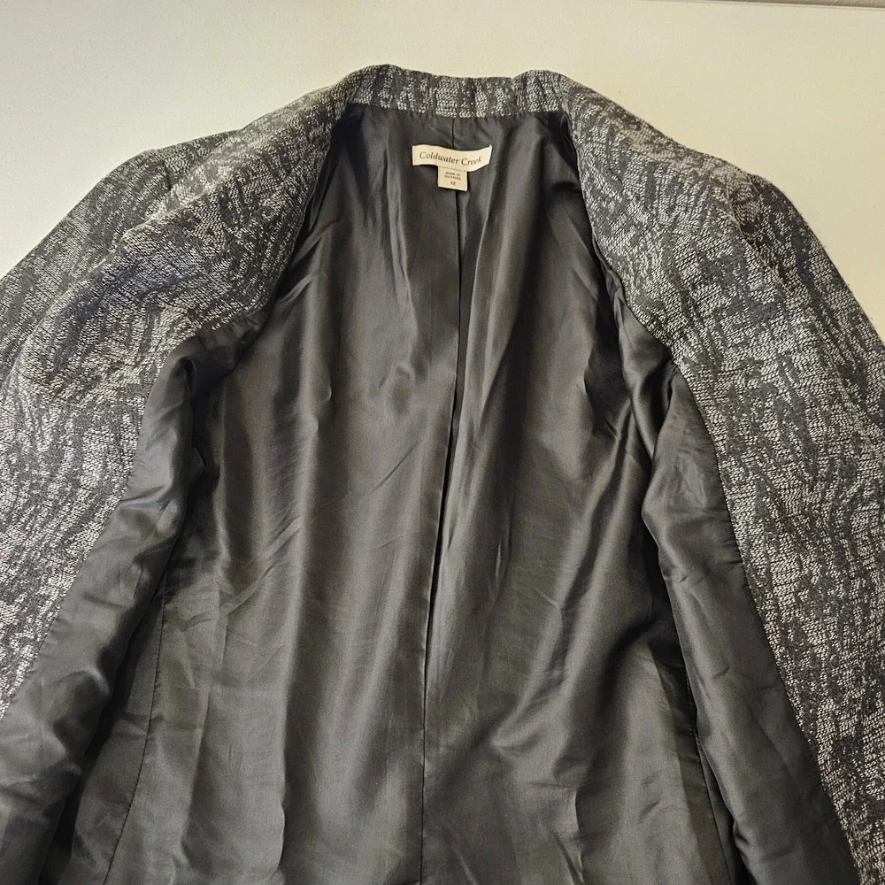 Coldwater Creek Size 12 Black Silver Floral‎ Jacket Blazer Womens Stylish Formal